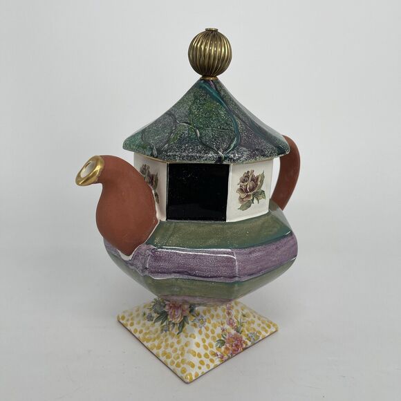 MacKenzie Childs Torquay Coffee Tea Pot Lid Kelp Urchin - Picture 2 of 16